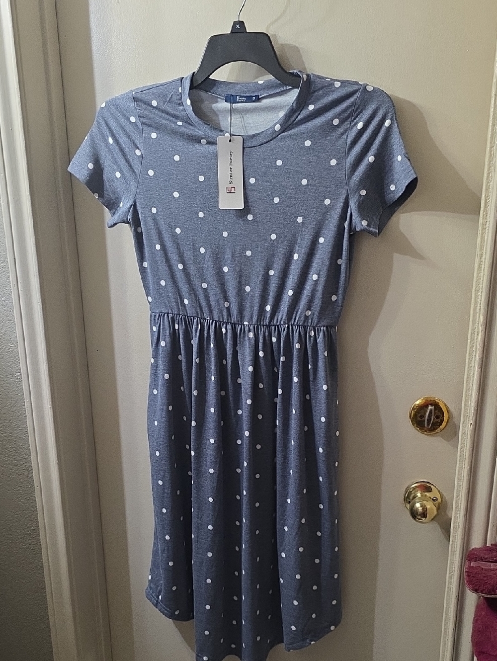 <NWT>* Blue Polka Dot Casual Dress